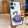 KEYSION Shockproof Plating Phone Case for VIVO V60 5G Clear Soft TPU Glitter Jewelled Swan Kickstand Back Cover for VIVO V60