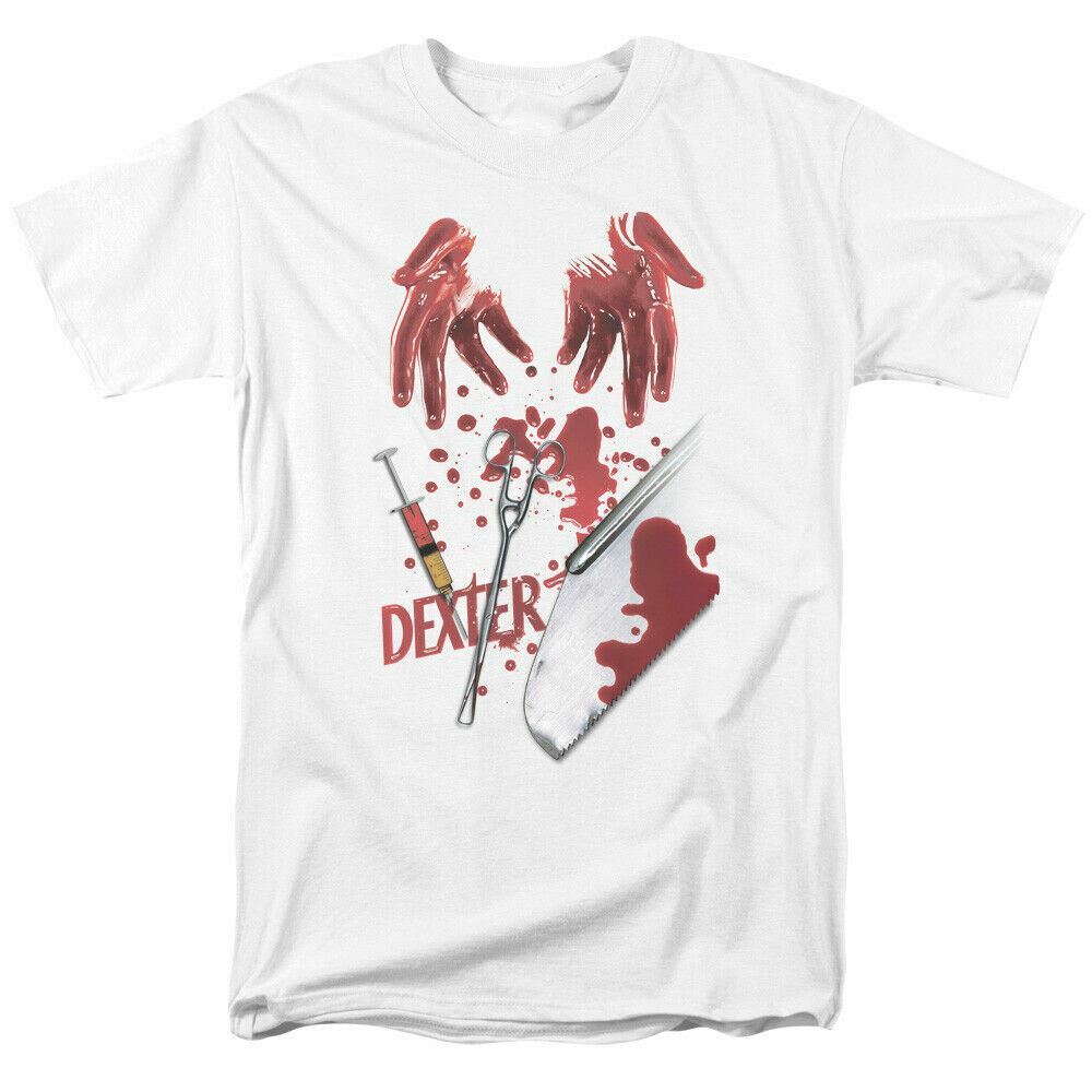 26 Dexter Tools Of The Trade T Shirt Mens Licensed Classic TV Serial Killer White Unisex T-Shirt XXL