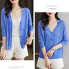 Cardigan Tricotat Lejer de Vară pentru Femei din Mătase de Gheață, Protecție Solară, Jachetă Tricotată Subțire cu Decupaje