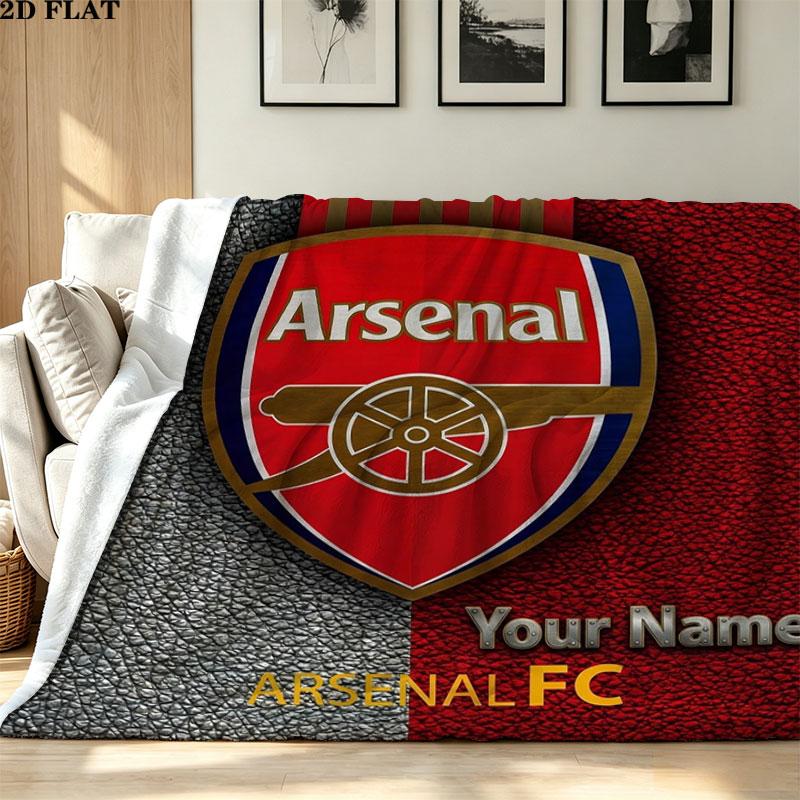 1PC Arsenal F Custom Name Patterned Flannel Blanket Suitable For All Seasons for Home Decor Warmth and Comfort Gifts Holiday Present
