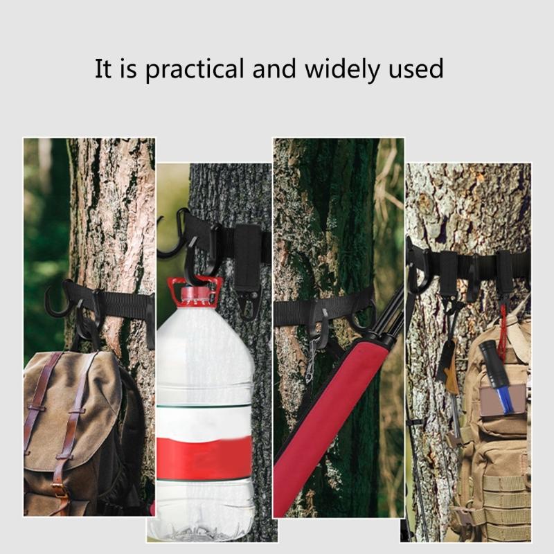 Treestand Strap Gear Hangers, Multiple Hook Accessory Holder Hunting Gears Tree Hangers for Hunting Equipment on Tree