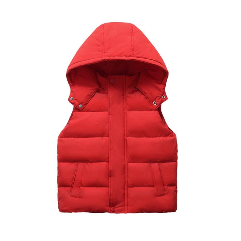 3-10 Years Kids Winter Warm Hooded Vest Sleeveless Zipper Coat