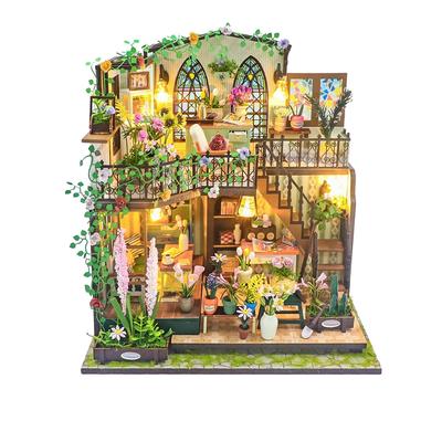 DIY Wooden Puzzle Darcy Flower House Dollhouses Miniature Kits With Furniture LED Lights Home Desk Decoration Adult Handmade Gifts
