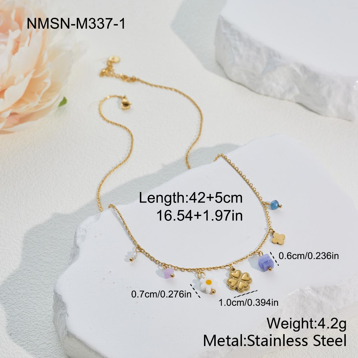 GEMCHIC Women s Minimalist Stainless Steel Daisy Four-Leaf Clover Jewelry Set for Wedding Engagement Daily Life