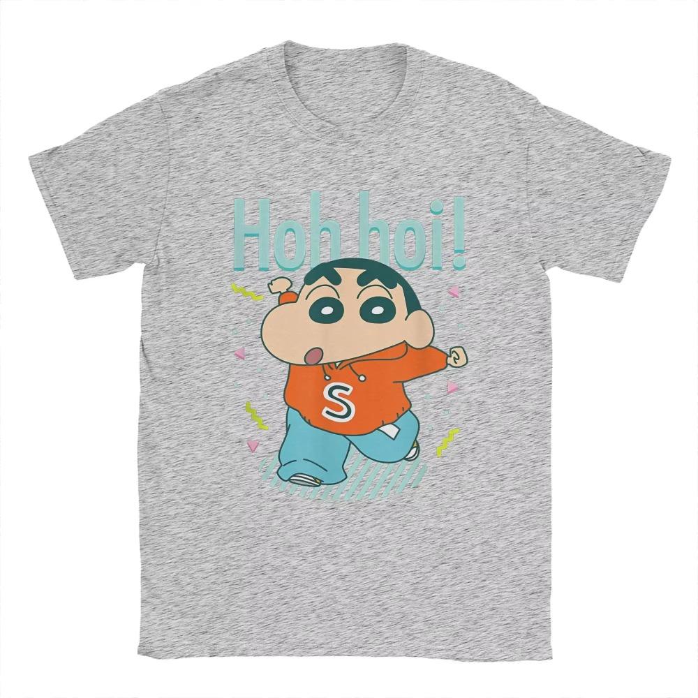 Men's T-Shirts Crayon Shin-chan Hohhoi Casual Cotton Tees Short Sleeve Funny Cute Celebration T Shirts O Neck Clothing Classic