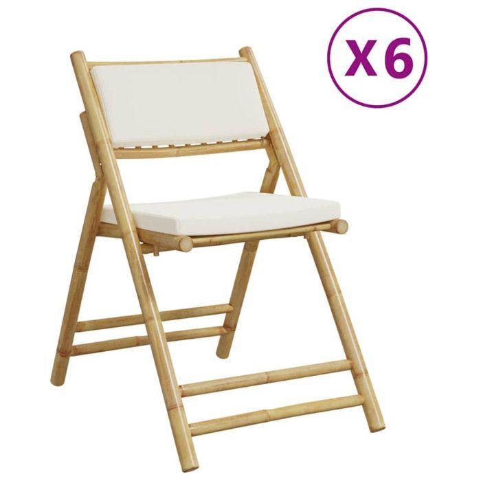 VidaXL Folding Bistro Chairs Set of 6 and Cushions Cream White, Garden Bistro Chair, Balcony Chair, Chair of 3208924