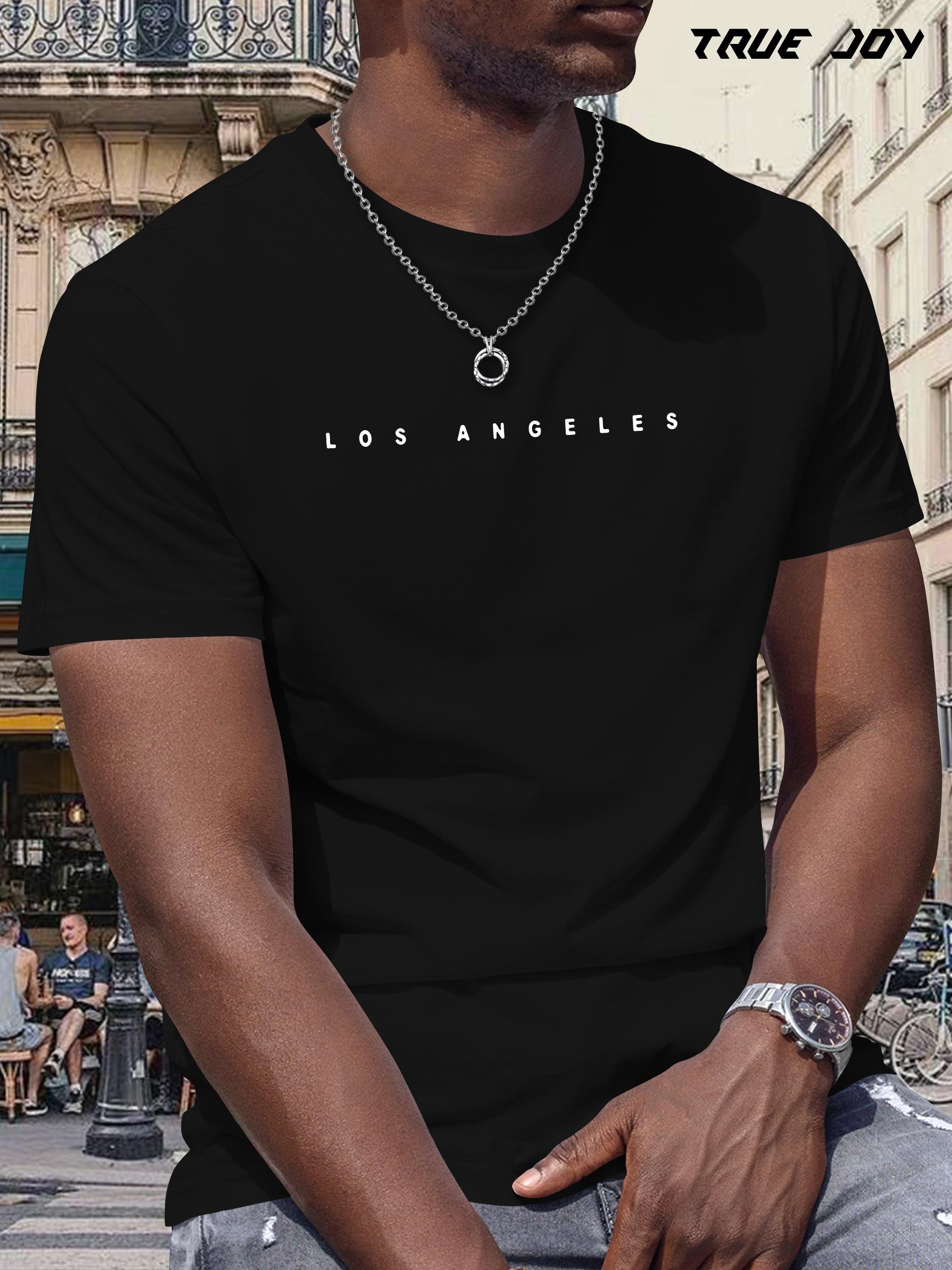 

Los Angeles Graphic T-shirt - Dark Gray with White Print - Quick-Dry Breathable Fabric - Lightweight Summer Tee for Gym L