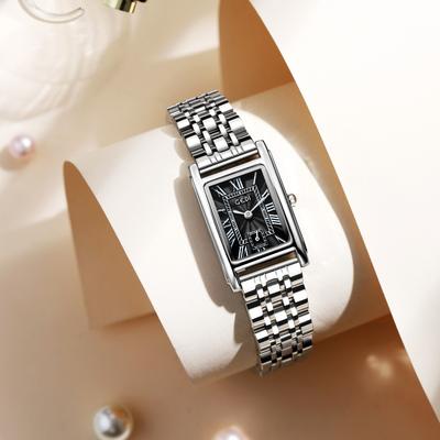 Kreative Unabhängige Gebrauchte Leichter Luxus Römische Skala Kleine Quadratische Platte Wasserdicht Quarz Edelstahl Retro Damen Armbanduhr