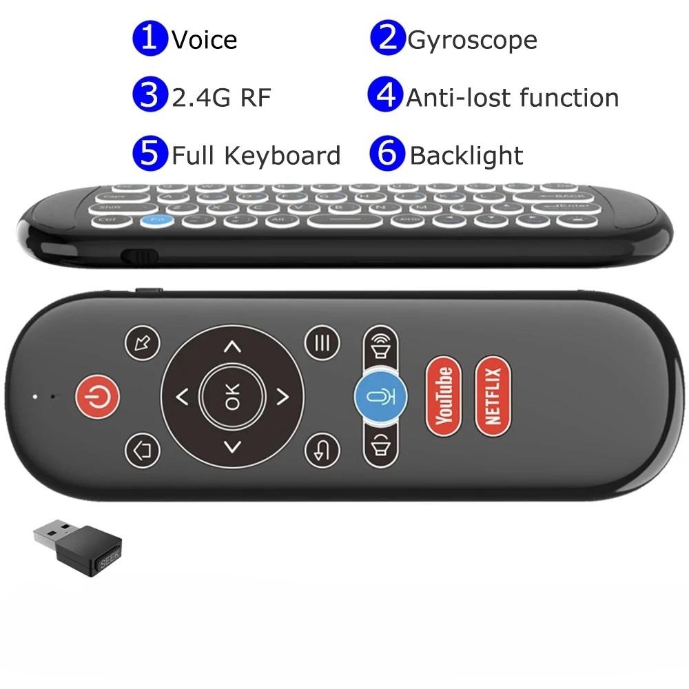 NEW W1 PLUS Air Mouse Remote Control 2.4G RF Wireless Mini Voice Control Keyboard Smart Gyroscope Keyboard Sense Anti-loss IR for Android TV Box