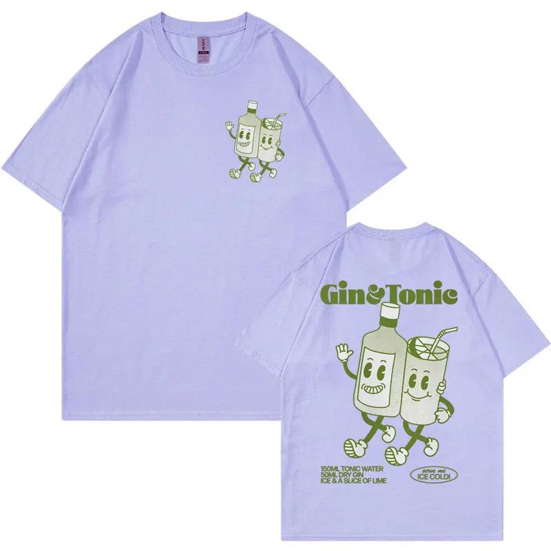 GIN AND TONIC Meme T Shirt Unisex Retro Cartoon Aesthetic T Shirts Men Summer Fashion Cotton Funny Cocktail Meme Graphic T-shirt