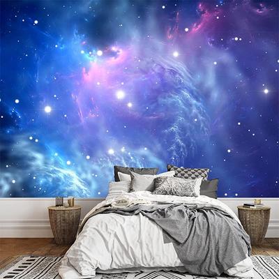 Space Nebula Wall Mural 3D Abstract Galaxy Wallpaper Removable Large Starry Sky Wall Papers for Living Room Bedroom