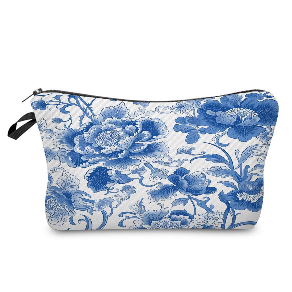 Women Blue and White Porcelain Print Cosmetic Bag Toiletries Organize Travel Storage Case 6358