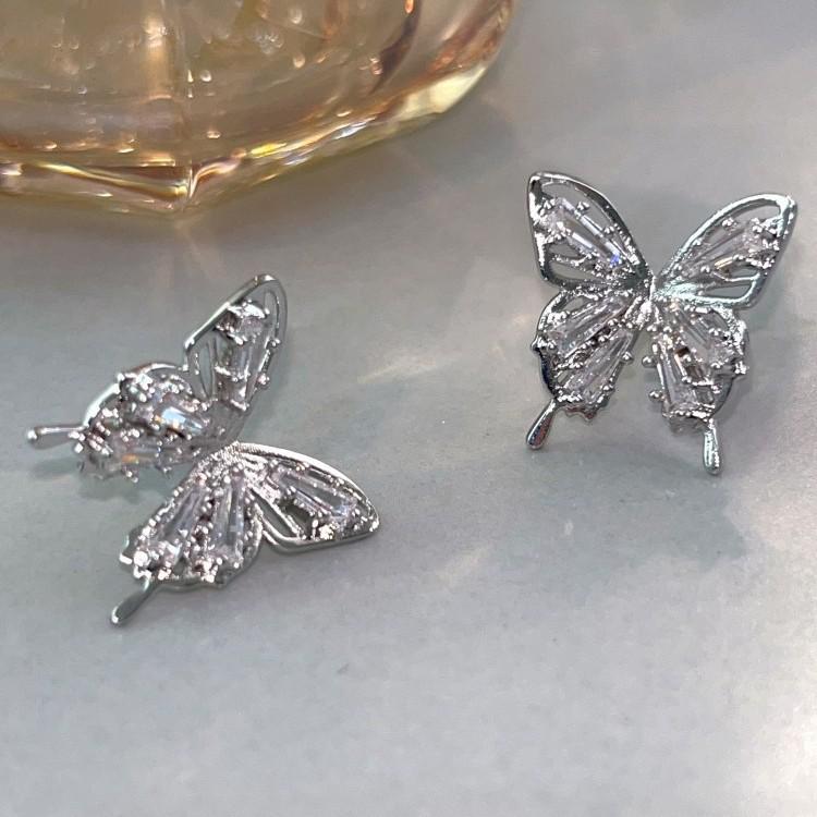 Elegant Butterfly Zirconia Diamond Earrings with S925 Sterling Silver Needles – Sweet & Chic Fairy Style