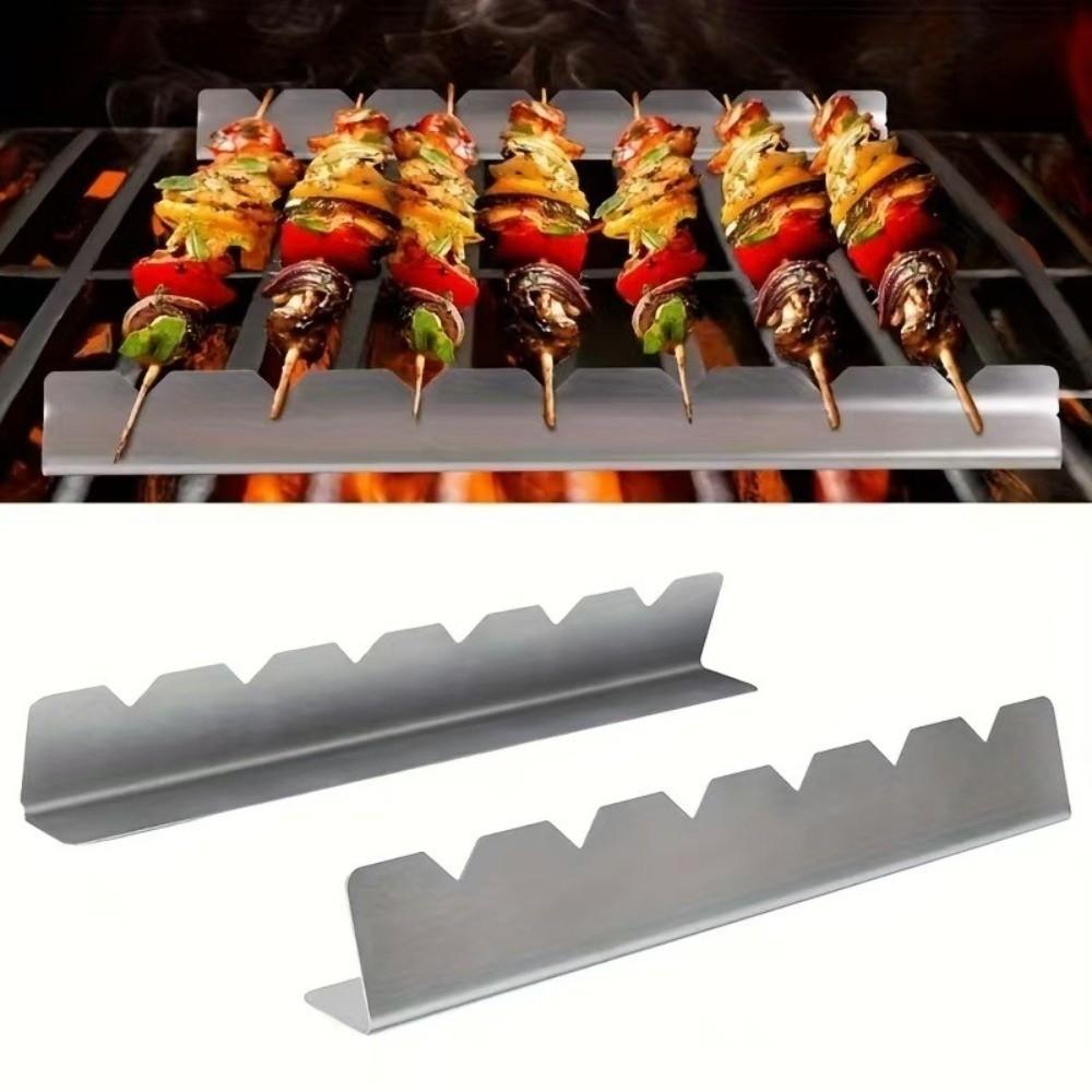 Supporto per Spiedini in Acciaio Inossidabile Scanalatura Antiscivolo Robusto Supporto per Kebab Antiaderente Resistente all'Usura Griglia per Kebab BBQ Uso in Cucina