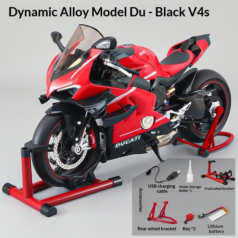 2026 New XLG 1:7 Ducati Panigale V4S Motorcycle Model - Alloy Die-Cast with Smoke Effect & Light/Sound Official Licensed Collector‘s Gift DieCast