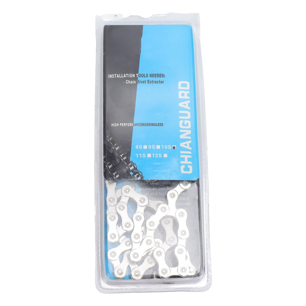 Mountain Bike Chain with 2 Link 10 Speeds 116 Link Adjustable Strong Impact Resistance Silver Bike Chain for Road Bike
