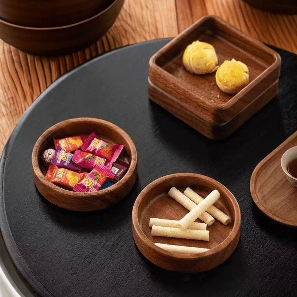 Wooden Snack Tray Japanese Style Tea Serving Plate Multi-Shape Dessert Plate Restaurant Use
