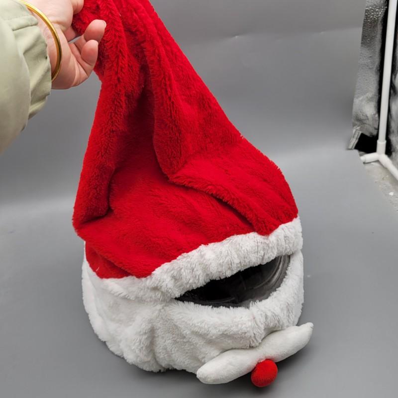 Plush Christmas Helmet Cover Santa Hat Outdoor Motorcycle Holiday Decor