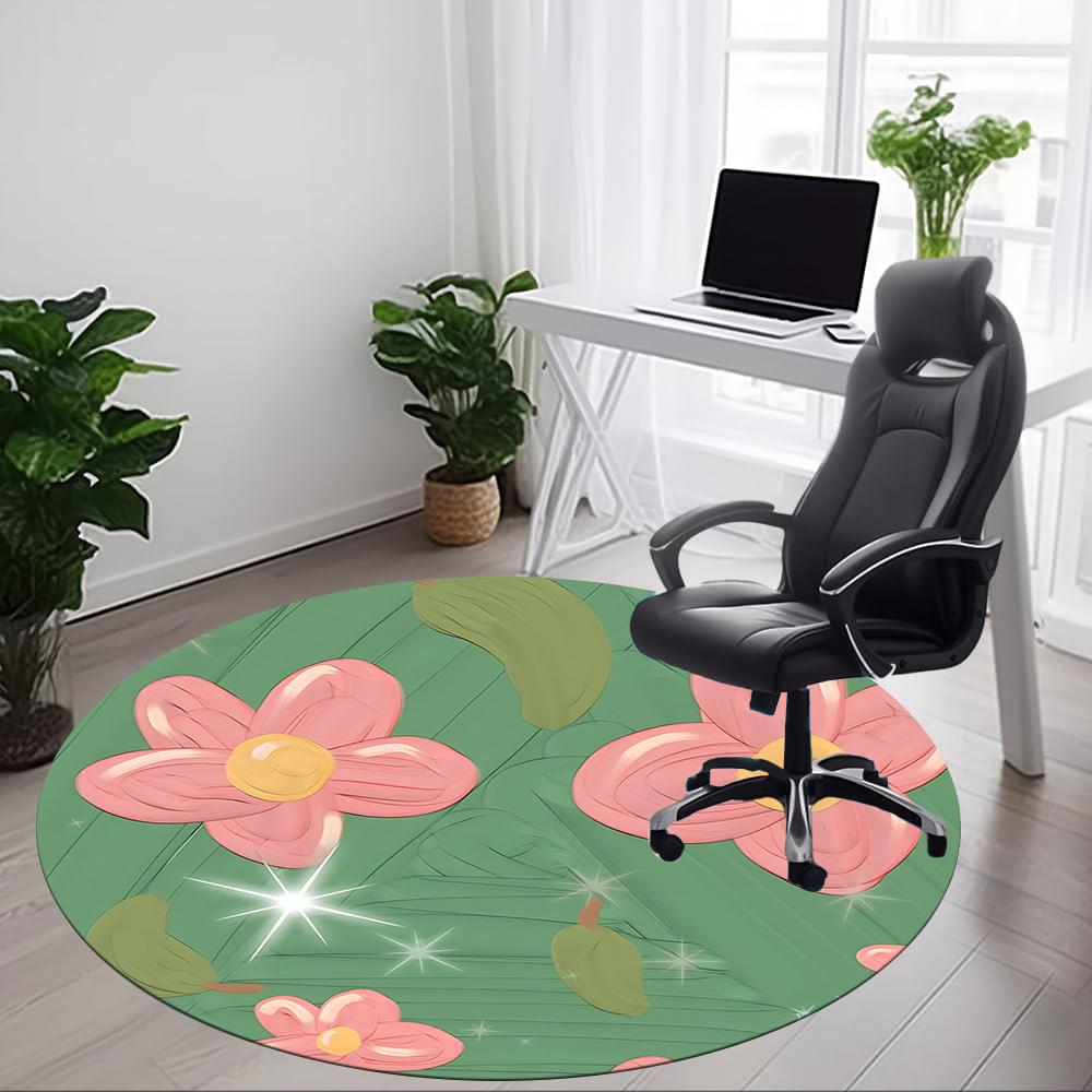 1pc Floral Fantasy Office Round Area Rug, Indoor Mat Suitable For Office, Under Office Chairs Bedroom Living Room Home Decor, Room Deco