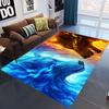 Flame 3D Printed Living Room Carpet, Crystal Velvet Bedroom Floor Mat