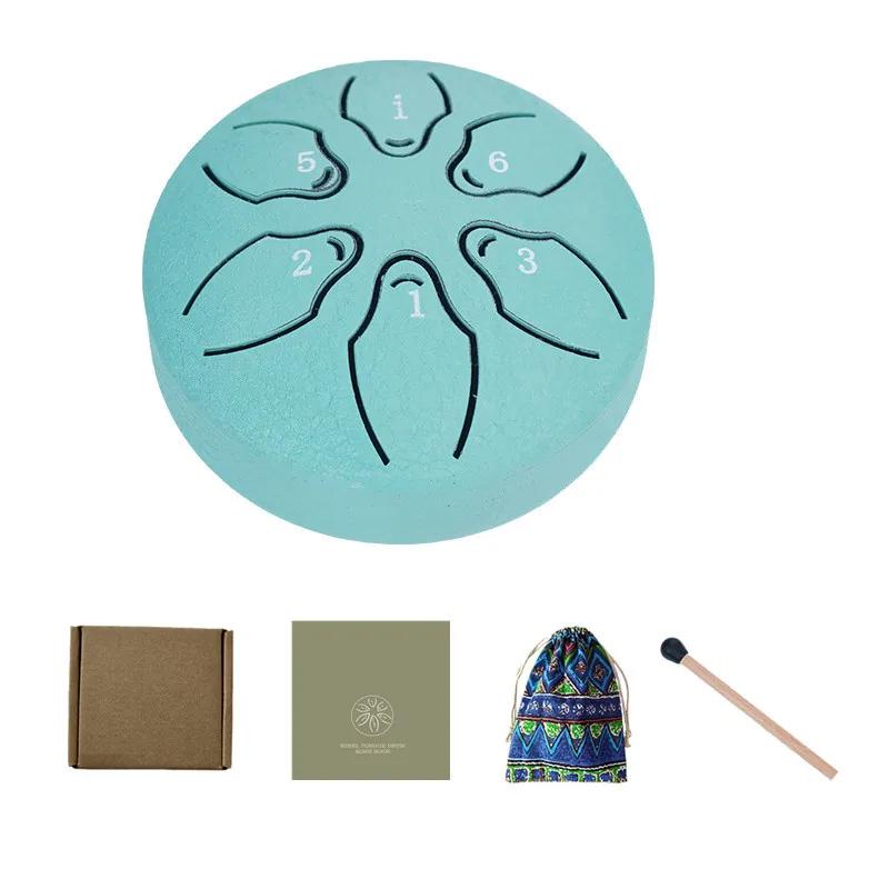 3-calowy 6-tonowy pusty bęben antykorozyjny dla dzieci początkujących do ćwiczeń Mini instrument terapia dźwiękiem metalowy stalowy bęben językowy instrumenty perkusyjne muzyczne