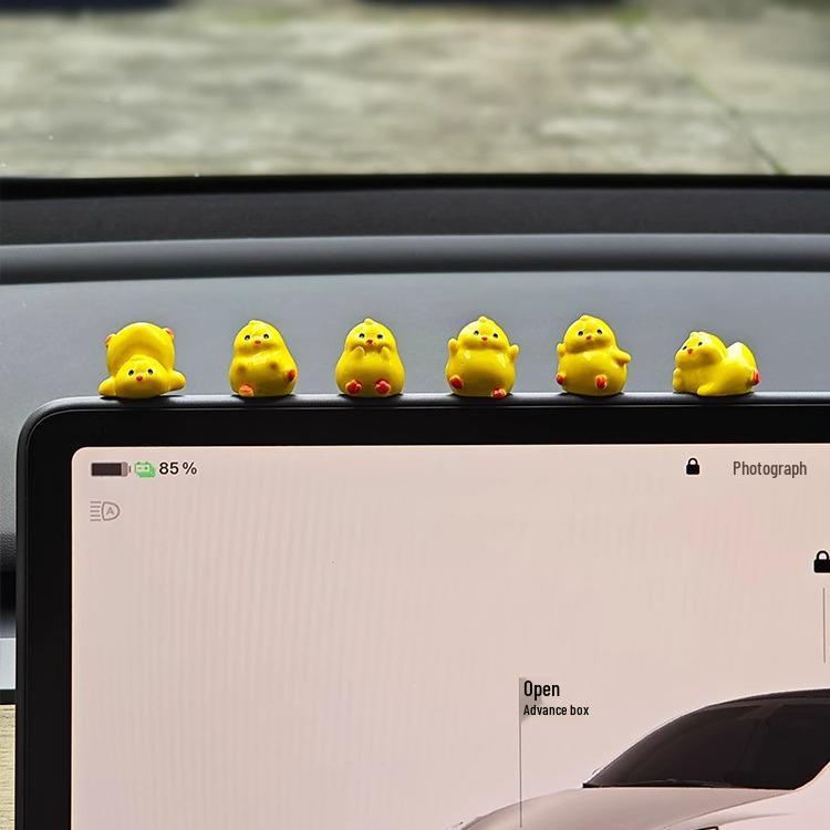 Whimsical Yellow Chicken Car Ornament 2024 - Decompression Decoration for Interior Console.
