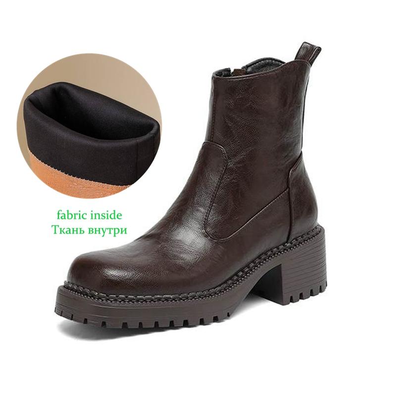Krazing Pot Microfiber Winter Round Toe Modern Platform Size 33 Boots Size 43 Thick Bottom Women Ankle Boots
