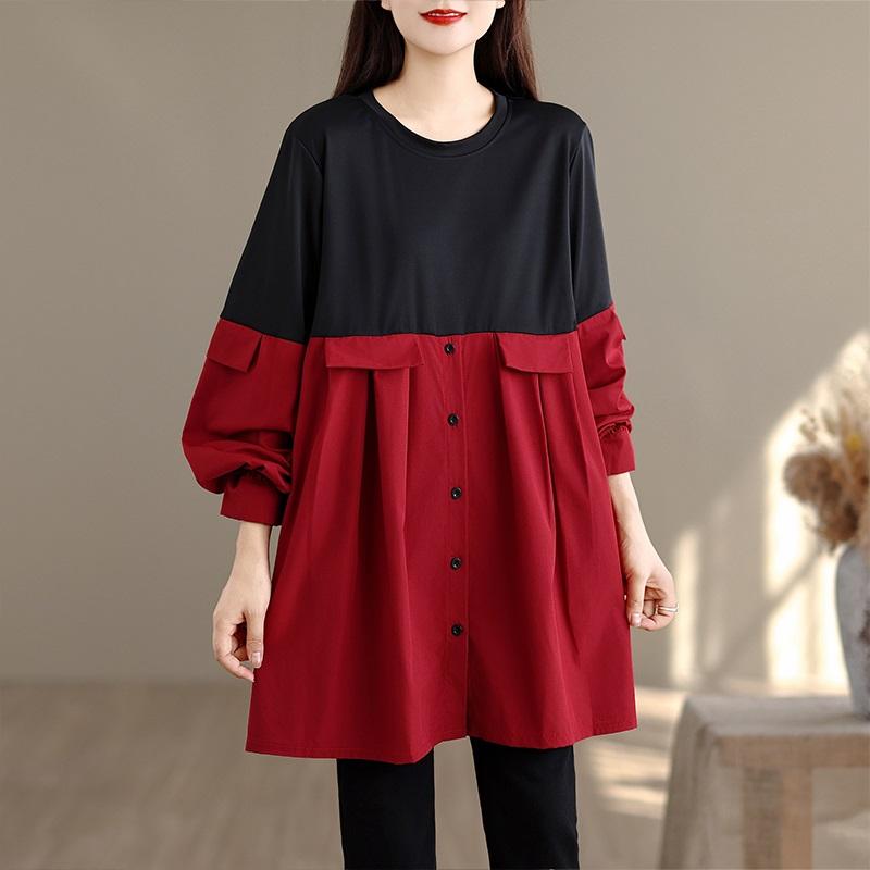 Long sleeve plus size vintage new in dresses for women casual loose Mini short spring autumn dress