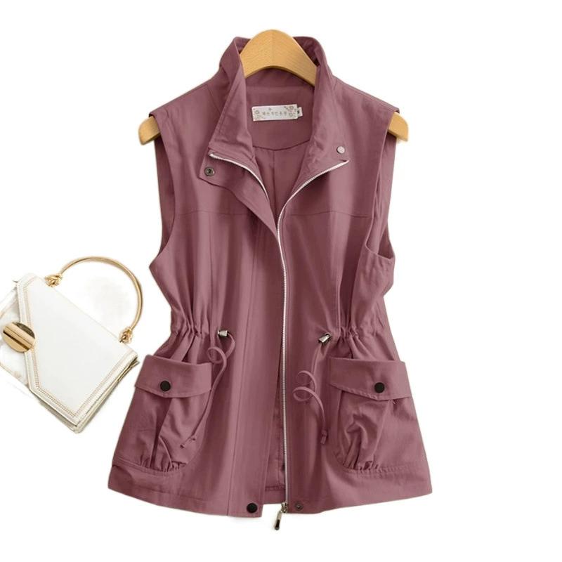 

Жіночий весняний однотонний повсякденний жилет, вільний простий повсякденний топ для мами середнього віку S