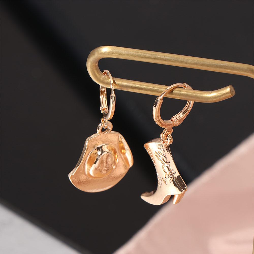 Fashion Cowboy Hat Boot Earring Punk Geometric Pendant Earrings Punk Rock Jewelry