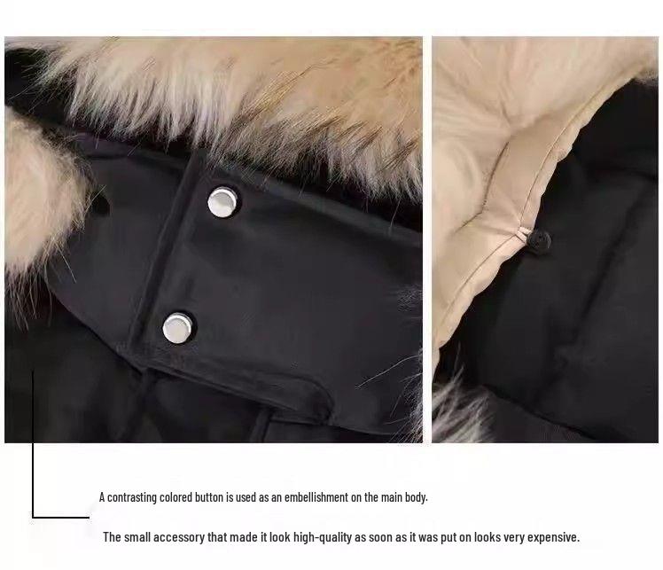 2026 Women's Slimming Hooded Cotton Jacket with Fur Collar - Winter Fit, Thickened, Petite Outerwear