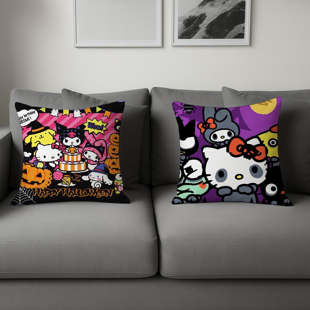 Funny Art Halloween K-Kuromi My M-Melody Sro Cushion Cover Soft Pillow Case For Sofa Living Room Home Decor Protective Covers