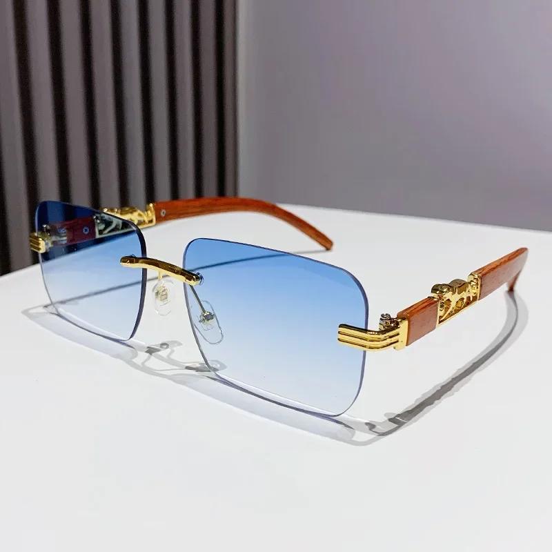 Unisex Rimless Square Sunglasses Women Men Designer Brand Sun Glasses Female Male Colorful Metal Mirror