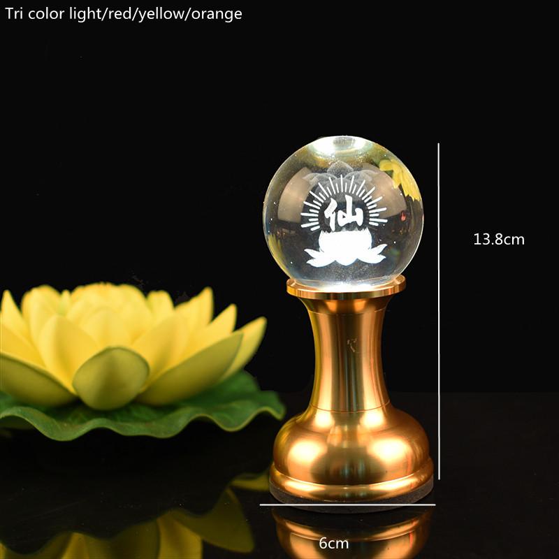 Charge Plug In Coloured Glass Lotus Lamp LED Buddha Lamp God of Wealth Lamp Temple Pray Household Crystal Ever Burning Lamp