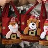 Christmas Decorations Christmas Cloth Bag Backpack Brushed Cloth Gift Bag Old Man Snowman 2024 New Year Gift Candy Bag Snowman Deer Gift Bag CDN