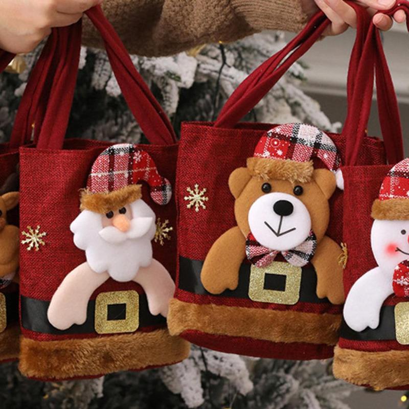 Christmas Decorations Christmas Cloth Bag Backpack Brushed Cloth Gift Bag Old Man Snowman 2024 New Year Gift Candy Bag Snowman Deer Gift Bag CDN