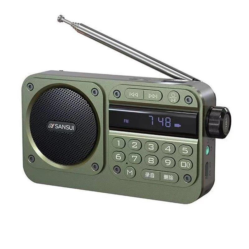 Mini Portable FM Radio HD LED Display Radios Recorder Wireless Bluetooth Speaker Hifi Lossless Music Player Support TF U Disk