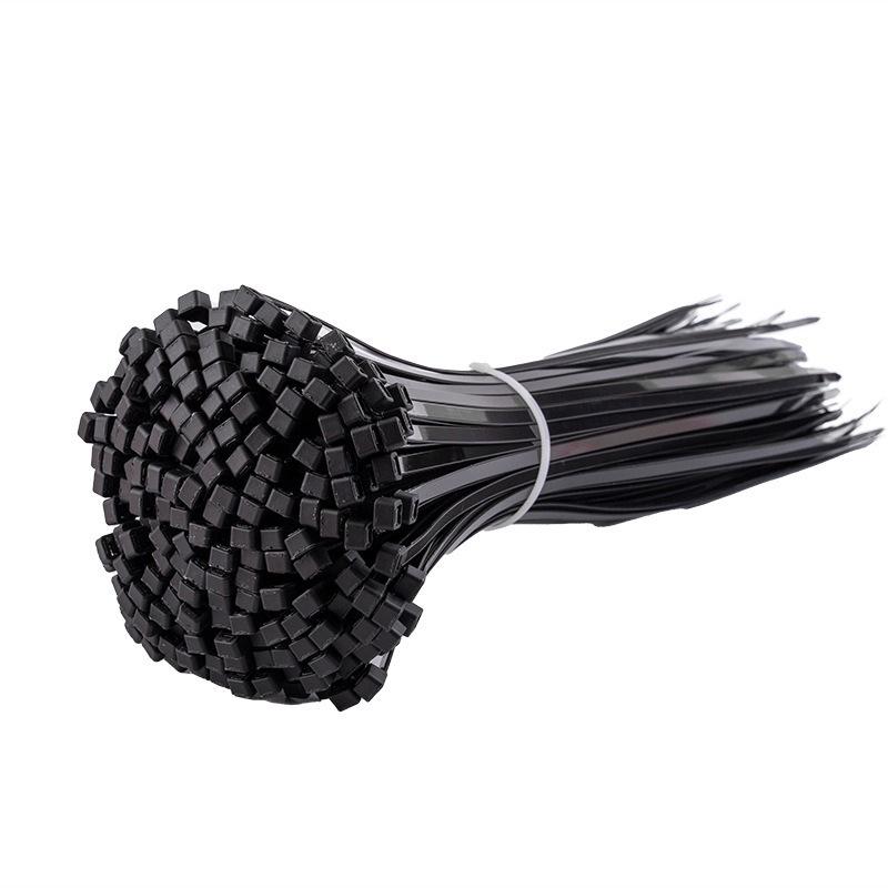 100 Individually Packaged Black and White Self-Locking Nylon Zip Ties - Buckle Type