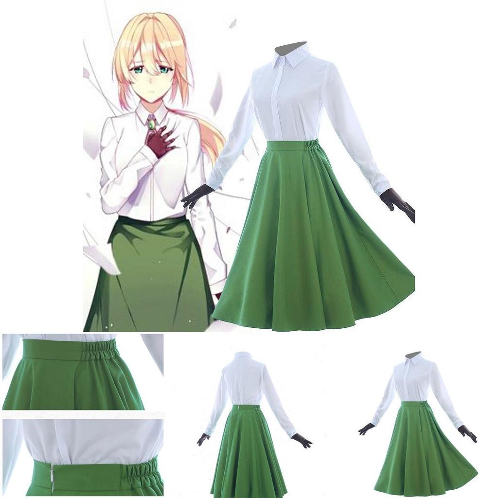 Vibrant Anime Violet Evergarden Cosplay Costume Featuring Elegant Blouse And Skirt Set