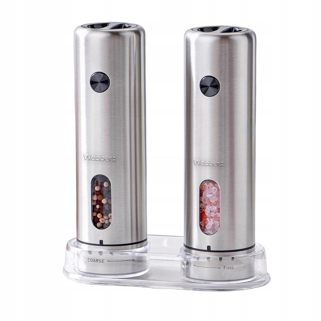 Electric Pepper And Salt Grinder, Battery-Powered, Usb, 2 Pcs, Inox, Webber
