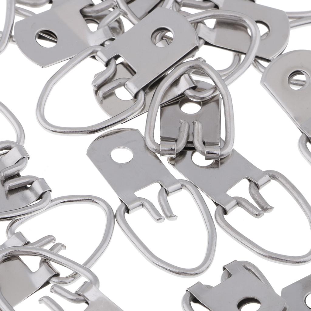 100 Pieces 3.2 x 1.5 cm Single Hole D Picture Hooks Wall Hangers Heavy Duty