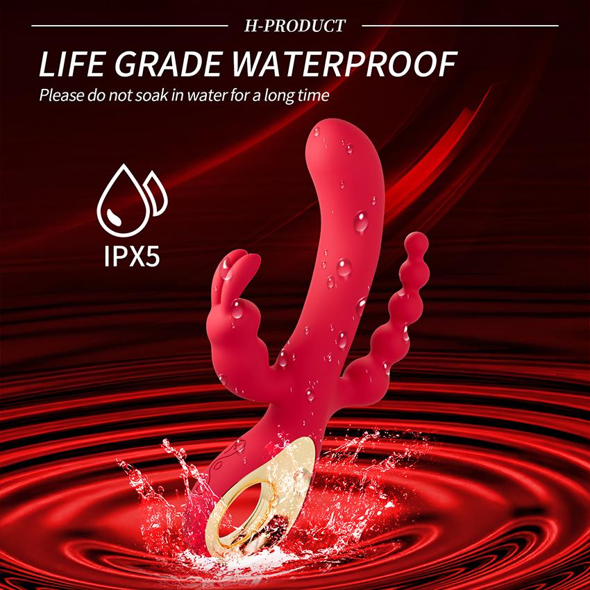 3 in 1 Rabbit Vibrator Women Dildo Sex Toys G-Spot Vaginal Orgasm Masturbator Anal Plug Clitoris Nipple Stimulator Adult Insert Masturbation Supplies