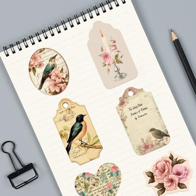 50 sheets/8 retro stickers cross-border literary pattern waterproof graffiti suitcase notebook hand account sticker wholesale