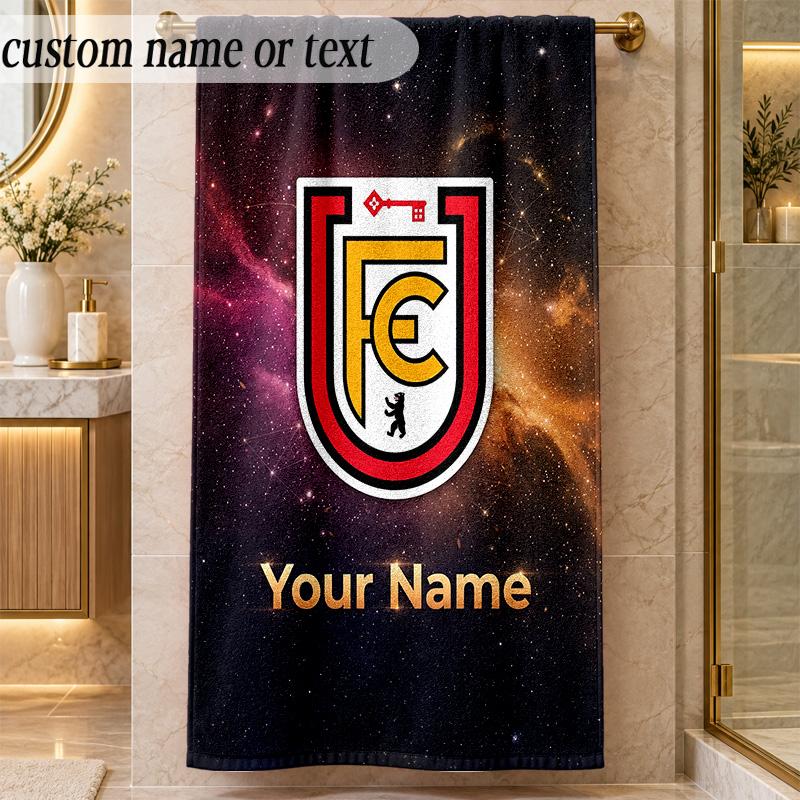 Strandtuch Union Berlin FC Benutzerdefinierter Name Text Personalisierbares Weiches Handtuch für Strand Pool Innenbereich Heimdekoration Geschenk