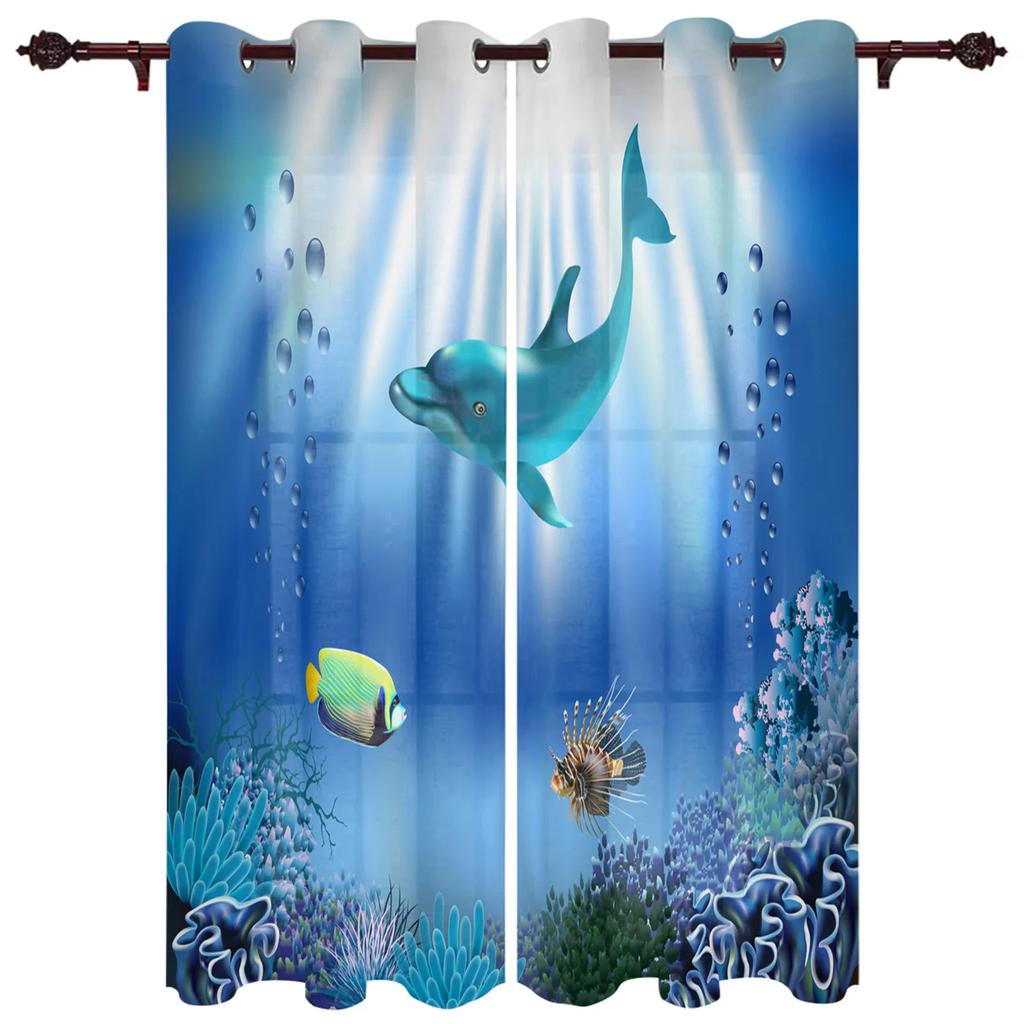 2 SZT Kotwica Rozgwiazda Paski Zasłony Okienne Sypialnia Kuchnia Draperie Panel Dekoracja Domu Zasłony do Salonu Od Podłogi do Sufitu