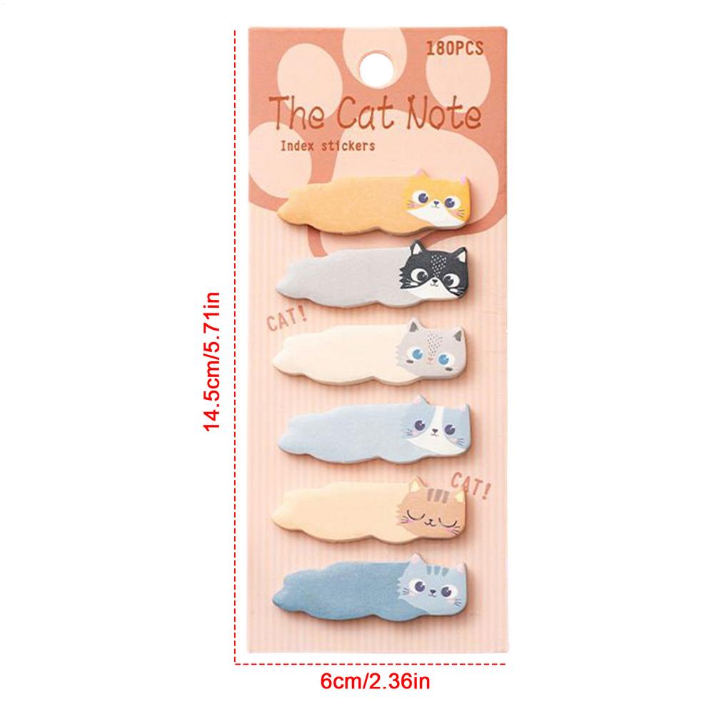 180 Sheets/Pack Cute Cat Index Tabs Self Adhesive Page Markers Waterproof Sticky Notes Classify Files Flags Posted  Stickers