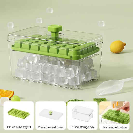Silicone Ice Cube Tray with Shovel One-click Release Ice Mold Family Gatherings DIY Ice Maker for Whiskey Cocktail