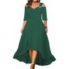 Plus Size Dame Sommer V-hals Off Shoulder Midi Kjole Dame Elegant Festkjole Svingkjoler Aftenkjole