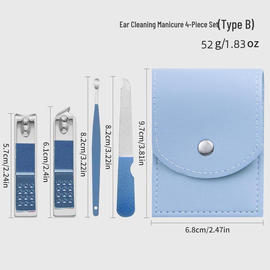 Nail Clipper & Angled File Set with Ear Pick - Manicure Tools for Women