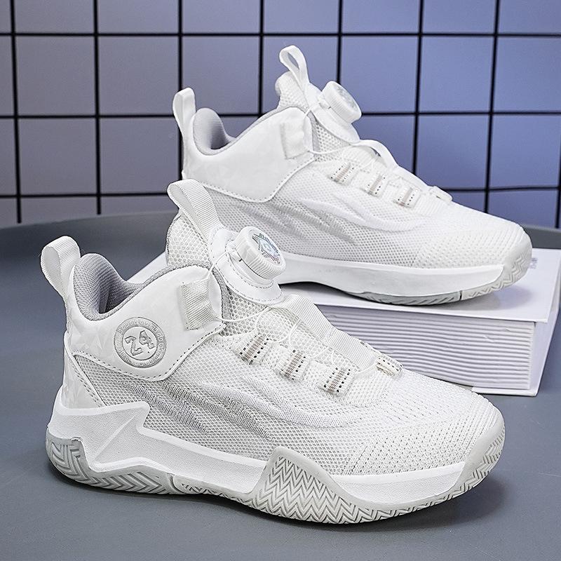 Children's sneakers 22 spring and autumn flying woven screw buttons children's primary school students mesh breathable basketball shoes c